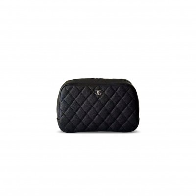 CHANEL CAVIAR QUILTED POUCH COSMETIC CASE (18.5*11*6cm)